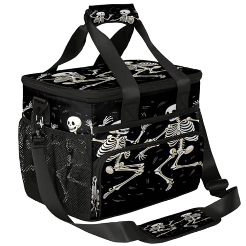 Dance Skull Insulated Picnic Backpack Lunch Box for Women Men Picnic Basket Tote Lunch Bag Picnic Bag Portable Lunch Bags for Picnic, Beach, Work, Trip,Office, Camp Skeletons Dancing