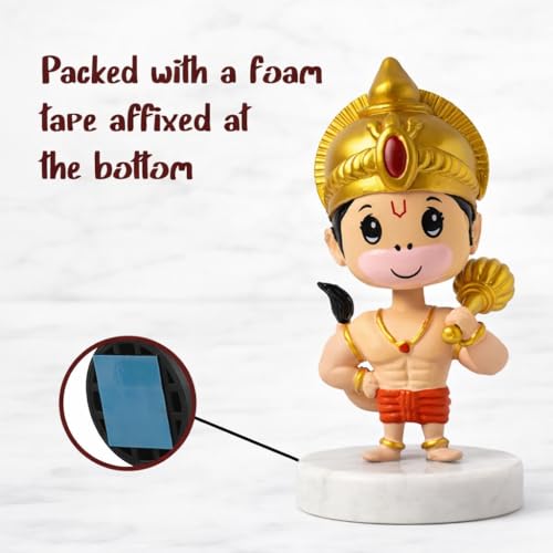 Image of Hanuman Bobble Head Idol for Car Dashboard | Spring Moving Head Hindu God Idol | Decorative Dashboard Idol for Car, Home Temple & Office
