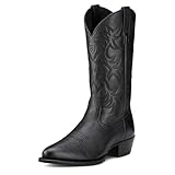 Ariat Men's Heritage Western R Toe Cowboy Boot, Black Deer Tan, 10.5 EE US