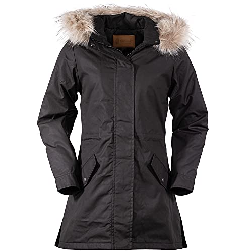 OUTBACK TRADING Women's 29695 Luna Waterproof Waxed Cotton Outdoor Western Long Sleeve Jacket, Black, Large