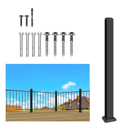 Lsiron 3.14in x 3.14in x 42in Black Aluminum Deck Railing Post 1Pack