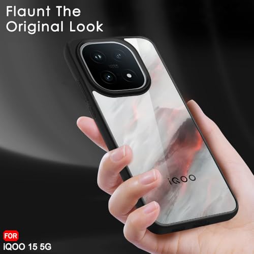 Image of TheGiftKart Ultra-Hybrid Shockproof Back Cover Case for iQOO 15 5G | Camera Protection Bump | Hard Back Cover Case for iQOO 15 5G (PC & TPU, Transparent Crystal Clear Back, Black Sides)