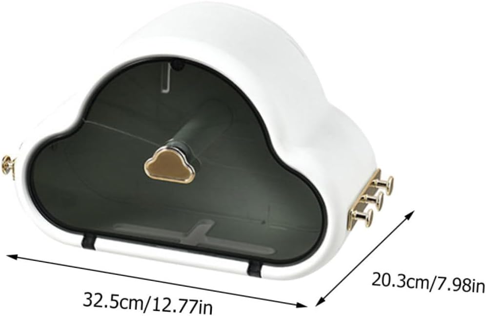 MAGICLULU Cloud-Shaped Wall-Mounted Tissue Box Holder Bathroom Plastic Tissue Dispenser Organizer White Punch-Free Storage for Facial and Toilet Paper