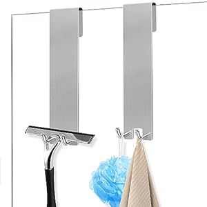 Corpower 2 stuks Douchewandhaken, Deurhaken van Roestvrij Staal, Douchehaken Zonder Boren, Glazen Deurhaak Handdoekhaken Geschikt voor Glasdiktes van minder dan 10 mm