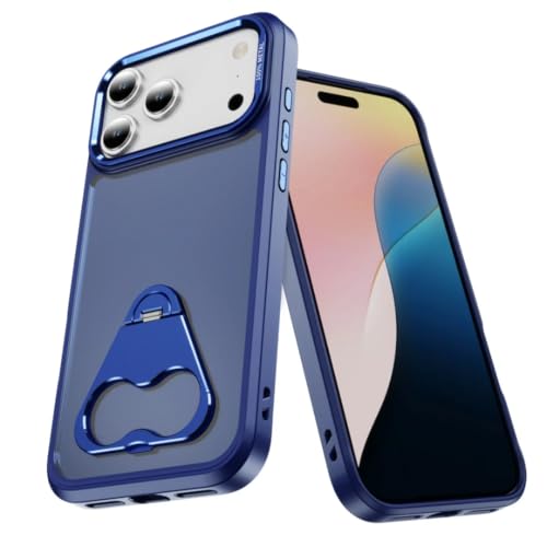 Étui iPhone 14 Bleu de luxe avec support rotatif et anneau de maintien antichoc intégré