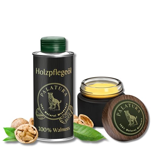 Set Walnussöl+Holzwachs, natürliche Holzpflege, Holzöl und Holzwachs, Holzschutz