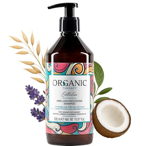 ® ORGANIC THERAPY Champú sin Sulfatos ni Parabenos – Shampoo Anticaída Gran Eficacia Hombre y Mujer con avena, cebada, romero, lavanda y mentol – Tratamiento que Frena la Pérdida del Cabello - 500ml