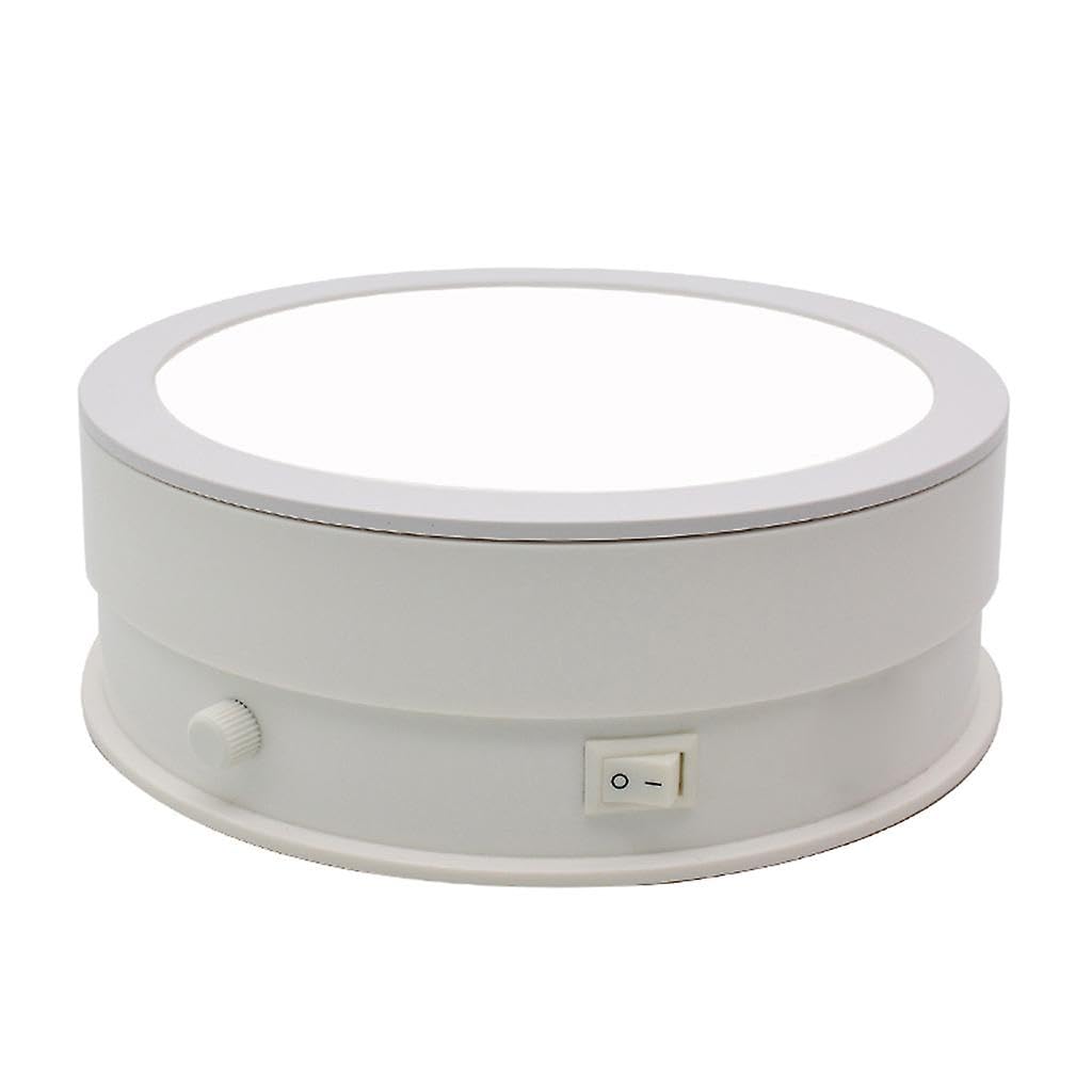 Powerpak NAL-150 15cm Turntable with LED | 360 Degree Rotating Display | Plastic Electric Motorized Rotating Turntable Still Product Photograph | Payload 15kg | White