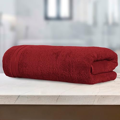 Image of Elegant Comfort Three Line Popcorn Towel Set for Bathroom 35 x 70 inches, Premium Hotel Quality 1-Pack Jumbo Towels, 100% Turkish Cotton, Soft and Durable, Quick Dry and Highly Absorbent, Burgundy