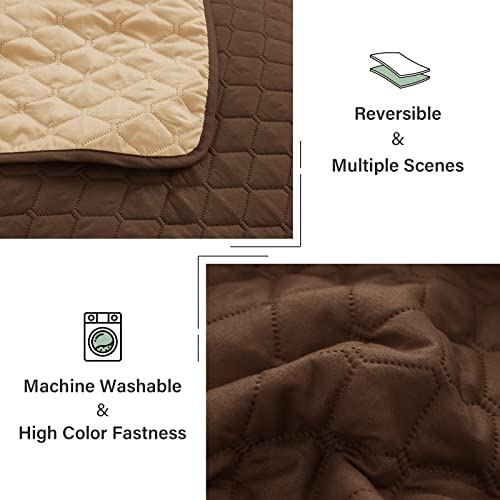 Exclusivo Mezcla Reversible California King Size Quilt Bedding Set with Pillow Shams, Lightweight Quilts Cal King Size, Soft Bedspreads Bed Coverlets for All Seasons - (Chocolate Brown, 112"x104")