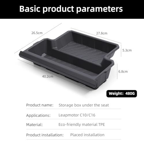Bac de rangement console basse Leapmotor C10 C16 accessoire TPE - 7