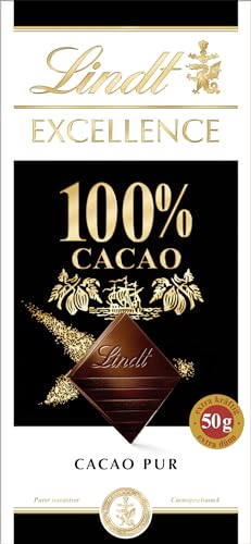 Lindt EXCELLENCE 100% Kakao - Edelbitter-Schokolade | 50 g Tafel | Extra kräftige Bitter-Schokolade | Intensiver Kakao-Geschmack | Dunkle Schokolade | Vegane Schokolade | Schokoladengeschenk