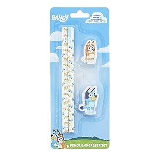 Blueprint Collections Bluey Pencil & Eraser Set | Kids Stationery Kit | Fun School Supplies | Bluey Gifts & Accessories