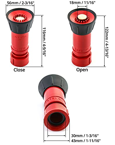 Image of QWORK Fire Hose Nozzle, 1 inch Heavy Duty NPSH /NPT Thermoplastic Constant Flow Fog Nozzle, Fire Equipment, 2 Pack