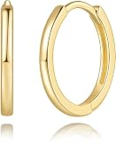 14ct Gold Huggie Hoop Earrings for Women, Small Gold Hoop Earrings with Diamond-Cut Sparkle, Hypoallergenic Earrings (22mm)