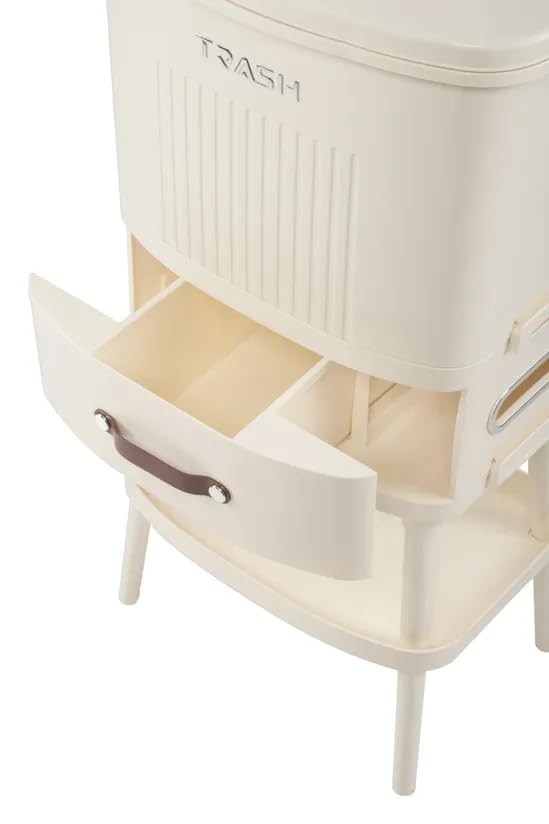 MIXEN 8 Gal Kitchen Trash Can with Lid, Large-Capacity Three-Layer Sorting Trash Bin with Removable Inner Bucket, Vertical Trash Can with Drawer&Tissue Holder, Waste Container with Leg 1