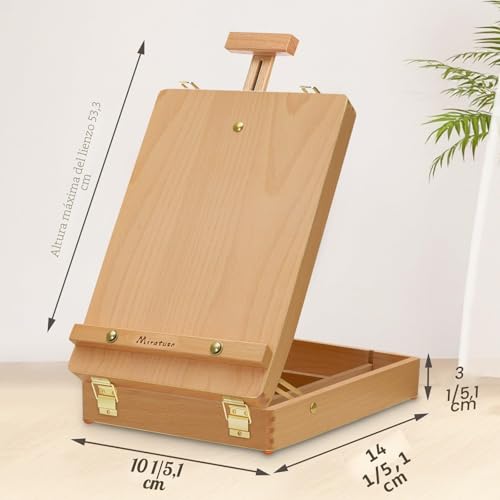 Miniatura 4 de Caballete De Mesa, Caja De Caballete De Mesa Portátil De Madera De Haya Para Pintura, Ideal Para Artistas, Estudiantes Y Principiantes