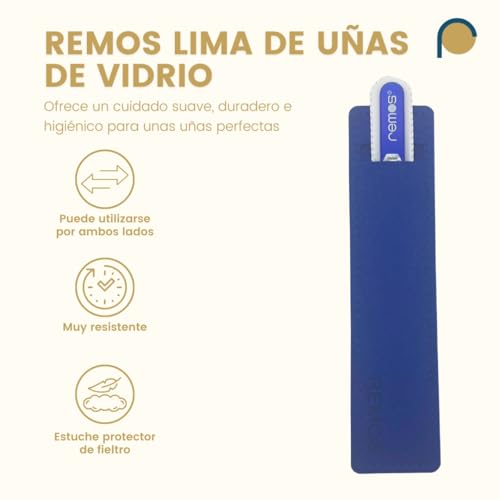 REMOS Lima de uñas de auténtico cristal templado con superficie de lijado de doble cara - Azul oscuro - imagen 3