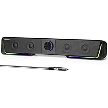 Jeecoo A40 Bluetooth Computer Speakers with Clear Sound, USB Plug & Play PC Speakers with LED Light, Computer Sound Bar with Switch Button for Desktop Laptop Monitor USB-C Adapter Included
