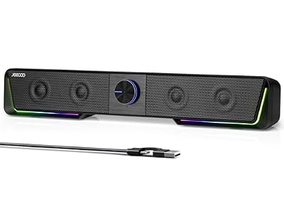 Jeecoo A40 Bluetooth Computer Speakers with Clear Sound, USB Plug & Play PC Speakers with LED Light, Computer Sound Bar with Switch Button for Desktop Laptop Monitor (USB-C Adapter Included)
