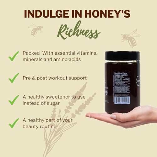 OneRoot Raw Buckwheat Honey – 500g / 17.6oz, Unheated & Unprocessed Dark – Nutrient-Rich, Antioxidant-Packed Natural Sweetener – Pure & Unfiltered Honey