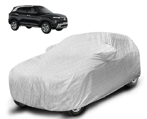 Image of Auto Hub Waterproof Car Cover Compatible with Creta (Model-2024-Till Date) with Mirror Pocket, Soft Cotton Lining, Creta Car Cover Waterproof - Metallic Silver