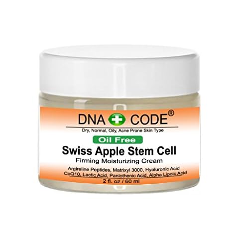 DNA CODE Skin Care OIL FREE- Swiss Apple Stem Cell Cream w/Argireline, Matrixyl 3000, Hyaluronic Acid, CoQ10. Big 2 OZ Cover