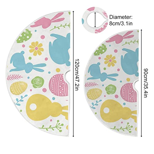Qilmy Easter Egg Rabbit Bunny Christmas Tree Skirt Double Layers Fine Tree Skirt For Christmas Handicraft For Holiday Party, New Year Festive Decoration 36 Inches #TOP2