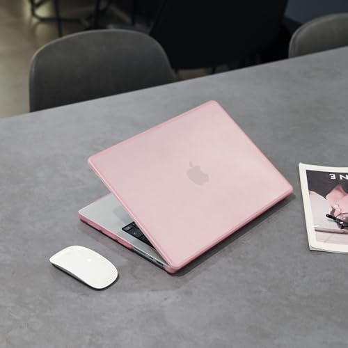 Image of BlueSwan Anti-Cracking Hard Shell Case for MacBook Pro 14-inch M5 2026-2021 | 100% Match Official Color,Anti-Fingerprint Soft TPU Bumper,Release M4 M3 M2 M1 Pro /Max Chip,Frosted Pink