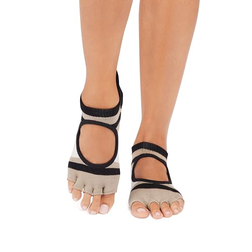 Toesox Bellarina Half Toe Multi Pack - Grip Non-Slip Toe Socks for Pilates, Barre, Yoga, Ballet, Black, Charcoal, Echo3