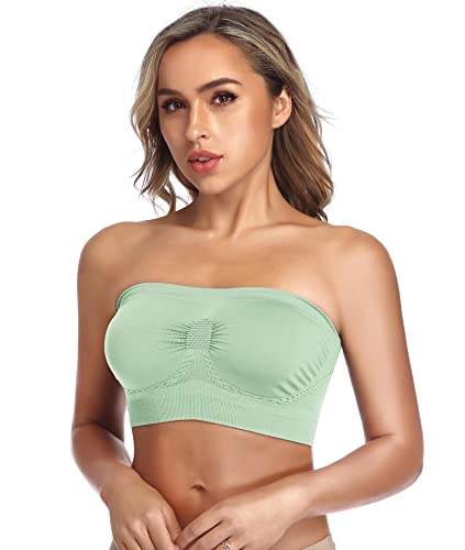 Angool Strapless Comfort Wireless Bra With Slip Silicone Bandeau Bralette Tube Top 1Pack Creamy Mint #TOP2