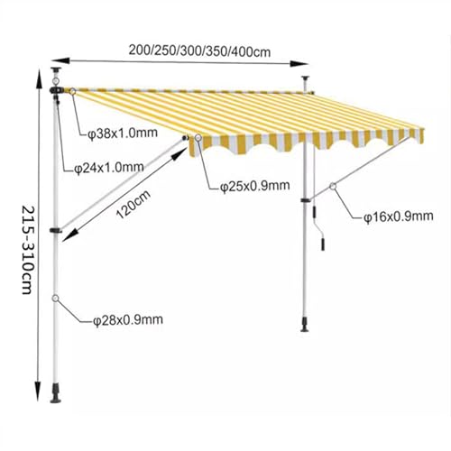Store rétractable de 250 cm contre la chaleur pare-soleil manuel - 6