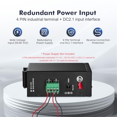 Image of 8 Port Mini PoE+ Industrial Switch, 10 /100Mbps Fast Ethernet, Din Rail & Wall Mount, Unmanaged IP30 (-40~185F) Hardened YuLinca Industrial PoE Switch
