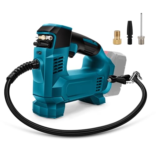 Roadtime Compresor Aire Portátil para Makita 18V batería,Inflador Ruedas Coche de 150PSI con manómetro digital de presión de neumáticos y luz LED,para coches,motos,pelotas deportivas(sin batería)
