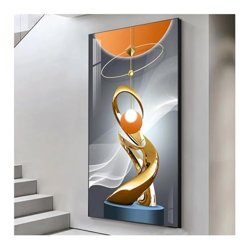 Tableau cerf géométrique feuille d'or pour sublimer l'ambiance de votre couloir d'entrée