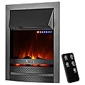 e-Flame USA Abbotsford 23"x19" LED Electric Fireplace Stove Insert with Remote - 3D Logs and Fire (Black)