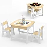 Table Multifonctionnelle : La table d'activités pour enfants avec un plateau de table double face. Un côté est un tableau noir écrit à la craie et l'autre côté est un tableau blanc écrit avec des stylos aquarelle. En plus de cela, les enfants peuvent également l'utiliser pour jouer, manger et lire.