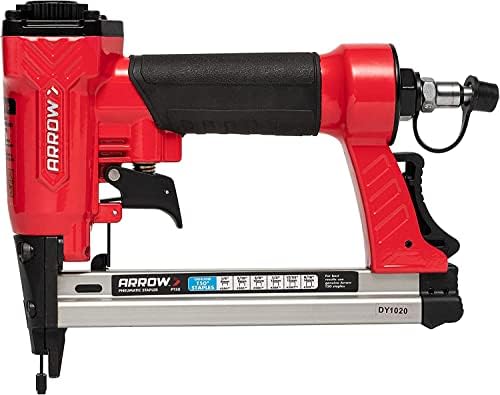 Arrow PT50 Oil-Free Pneumatic Staple Gun, Professional Heavy-Duty Stapler for Wood, Upholstery, Carpet, Wire Fencing, Fits 1/4”, 5/16”, 3/8", 1/2", 9/16” Staples , Red