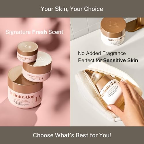InfiniteAloe Complete Skin Care, Aloe Vera Powered Face and Body Cream for All Skin Types, Dry Skin Everyday Hero, Original Scent - 4 Large Jar 8 oz & 4 Travel Jar 0.5 oz - Thumbnail 6