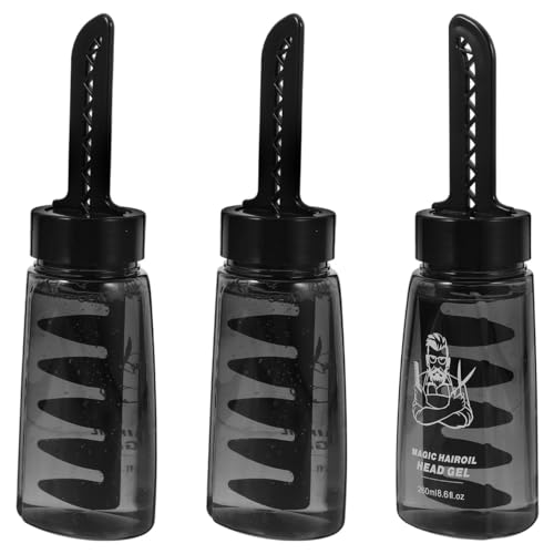 Flacons de gel coiffant noir pour hommes bouteille plastique peigne 260ml