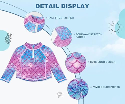 BesserBay Unisex Baby UPF 50+ Half Zip Long Sleeve Rash Guard Shirt 0-36 Months3