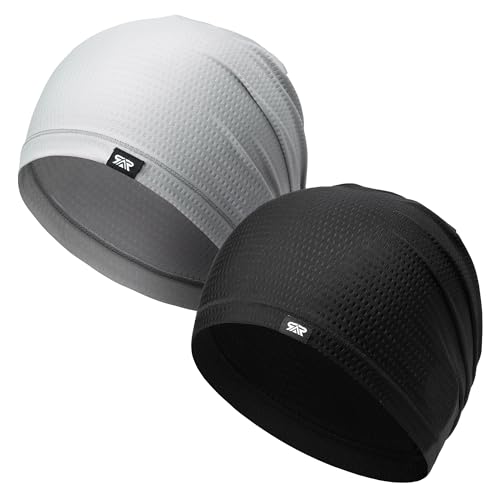 AUSFLUG 2-Pack Cooling Skull Caps for Men Women 3D Mesh Breathable Beanie Helmet Liner Hat for Running Cycling Gym