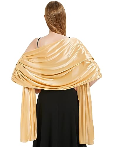 Heekpek Bufanda Elegante de Satén Grande, Estola y Chal Brillante para Vestidos de Fiesta, Ceremonias y Bodas