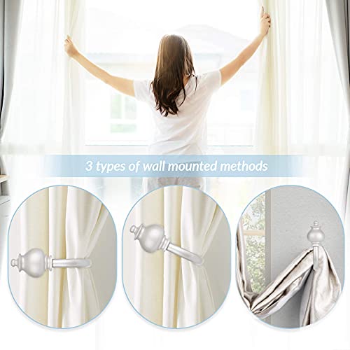 Szximu Curtain Holdbacks Set Of 2, Window Treatment Holdbacks Wall Mounted Drapery Hooks With Gourd Finials, Nickel #TOP4