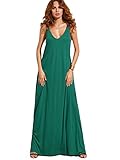 Verdusa Women's Casual Sleeveless Deep V Neck Knitted Shift Sexy Maxi Long Dress Green S
