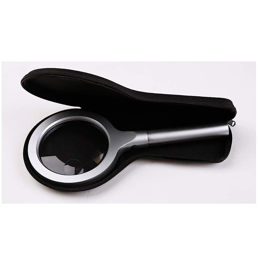Lupa de Lectura de Mano Extragrande con luz LED, Lente Luminosa de 20 aumentos, Ideal para aficiones, Monedas, Libros, Sellos y Joyas, Color Plateado.