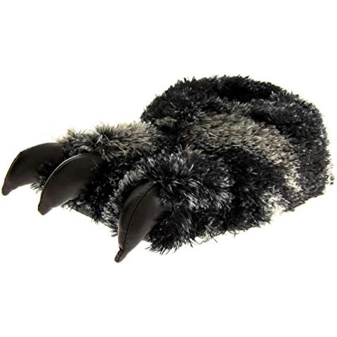 Dunlop Mens Black Faux Fur Monster Claws Novelty Slippers UK 8-9 (M) Cover