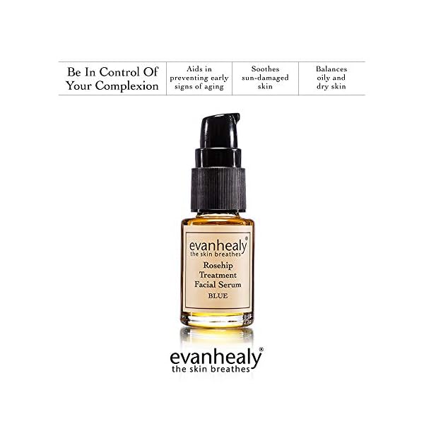 evanhealy Rosehip Calming Serum | Blue Skin Care Line with Organic Whole Essential Oils | Nurturing, Soothing Facial Oil Serum | Organic Facial Oil For Sensitive, Reactive Skin