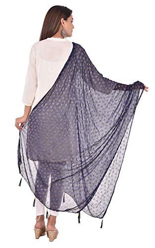 Image of YOUTHQUAKE Soft Chiffon Dupatta with Golden Foil Print & Tassels for Women & Girls