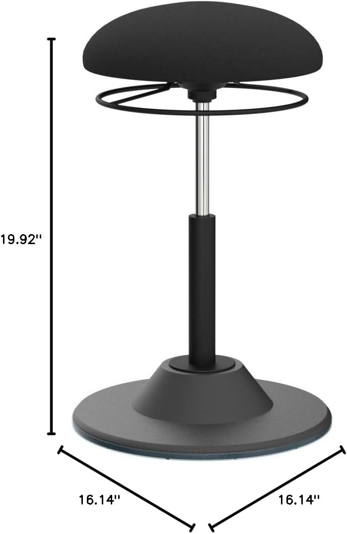 Adjustable Standing Desk Chair - Active Sitting Wobble Stool for Core Strength & Posture, 360° Swivel Leaning Perch Seat for Adults Home Office, Black - Image 3